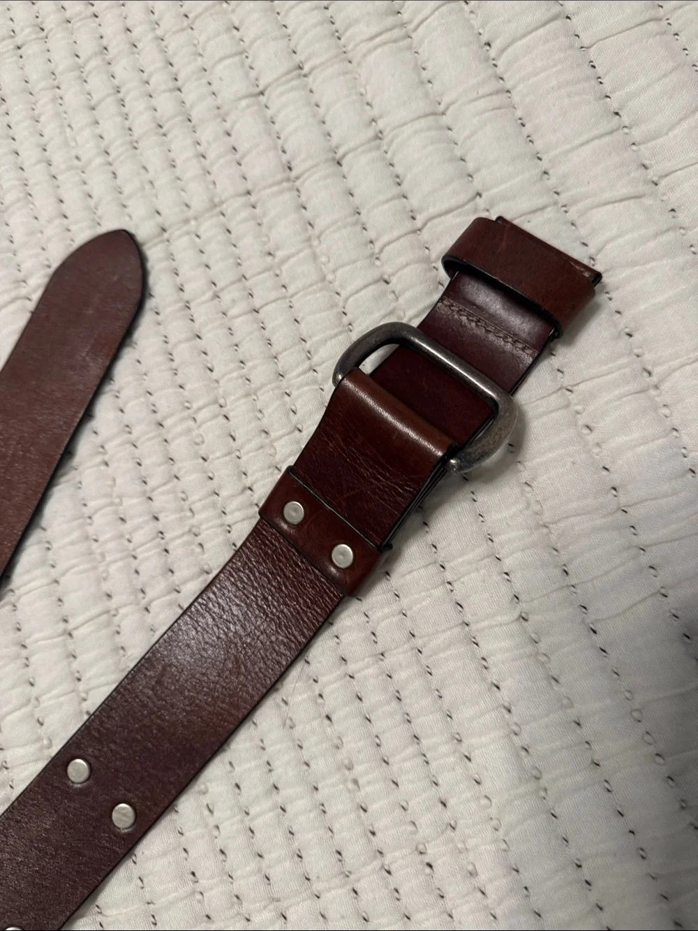 J Jill Brown Leather Studded Belt - Classic Casual Style